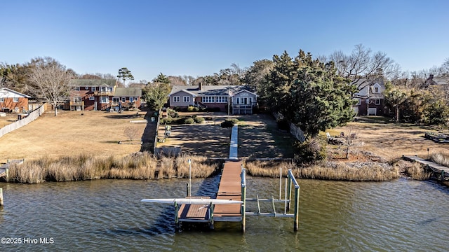 dock area with a water view