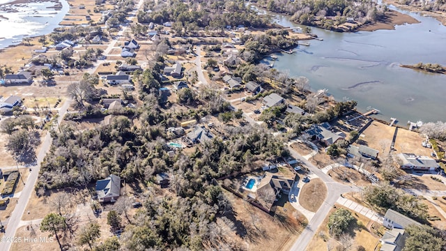 bird's eye view featuring a water view