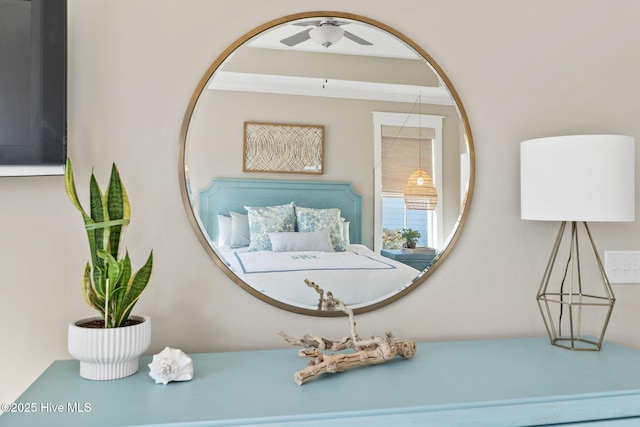 interior details with ceiling fan