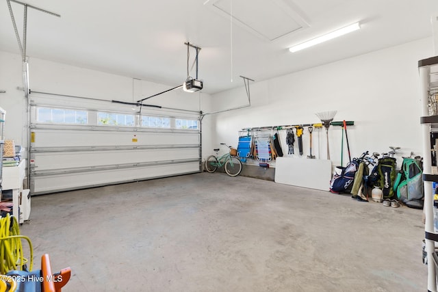 garage with a garage door opener