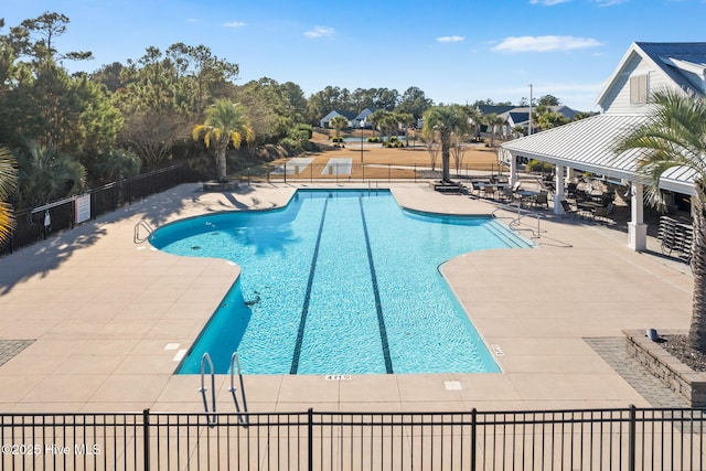 view of pool with a gazebo and a patio area