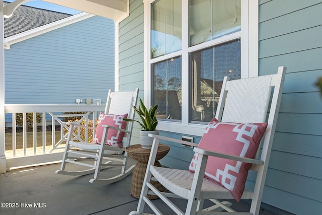 view of patio featuring a porch