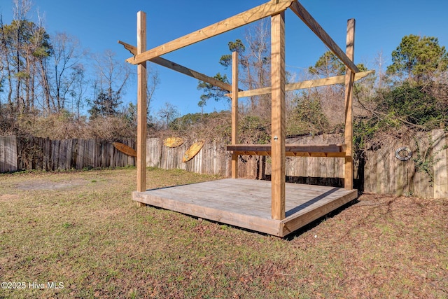 view of yard with a deck