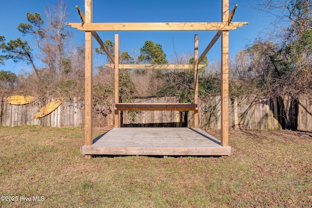 view of yard featuring a deck