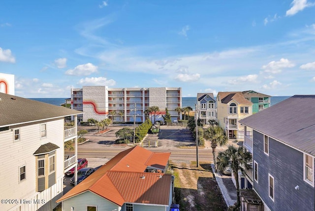 exterior space featuring a water view