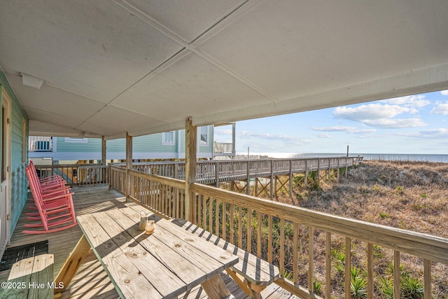 deck with a water view