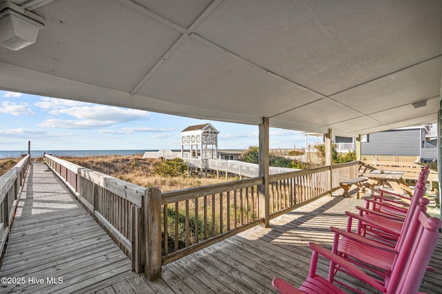 deck with a water view