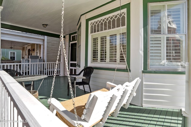 deck featuring covered porch