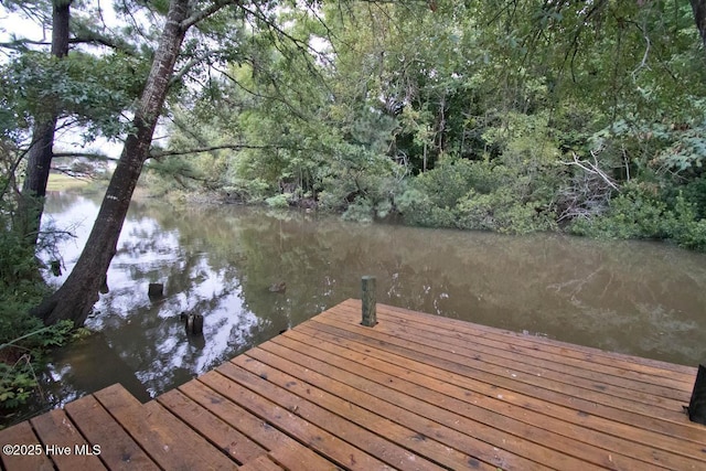 view of dock featuring a water view