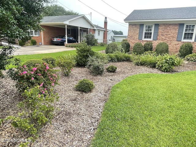 view of yard with a carport