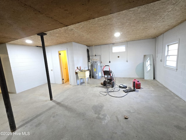 basement with water heater