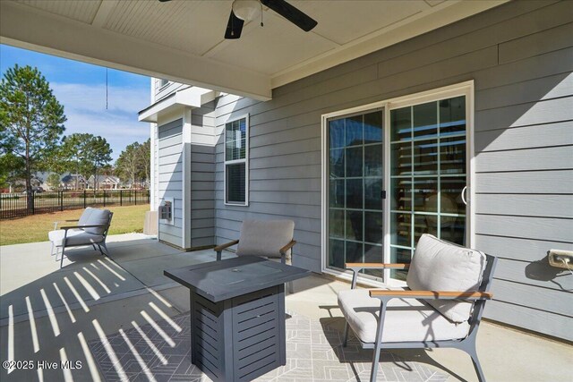 view of patio / terrace with ceiling fan