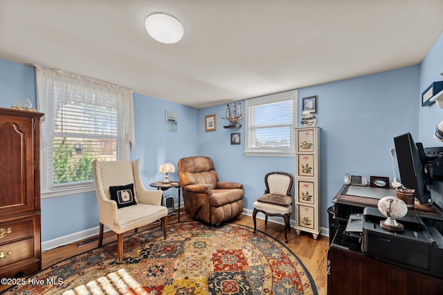 living area featuring light hardwood / wood-style floors