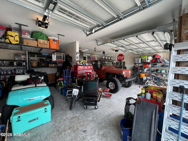 garage with a garage door opener