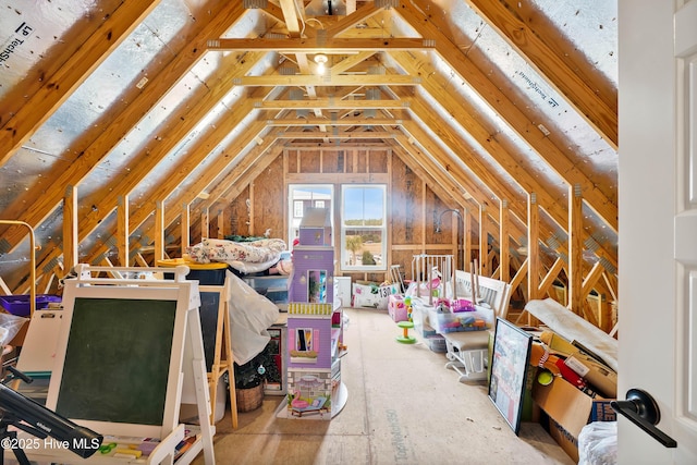 view of unfinished attic