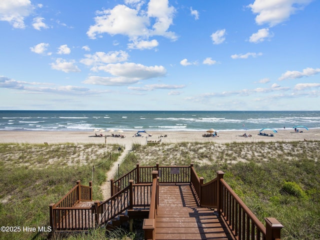 property view of water with a beach view