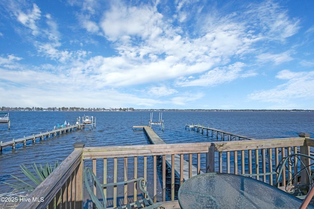 dock area featuring a water view