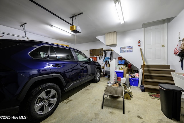 garage with a garage door opener