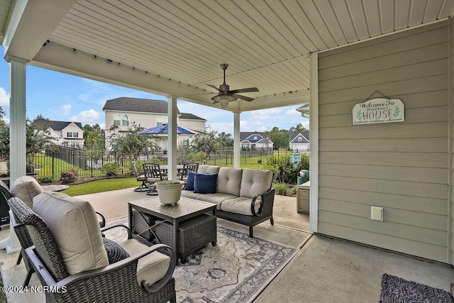 view of patio / terrace with outdoor lounge area and ceiling fan