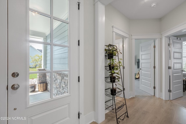 entryway with light wood-type flooring