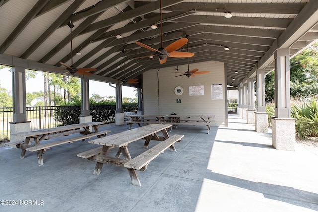 view of patio / terrace featuring ceiling fan