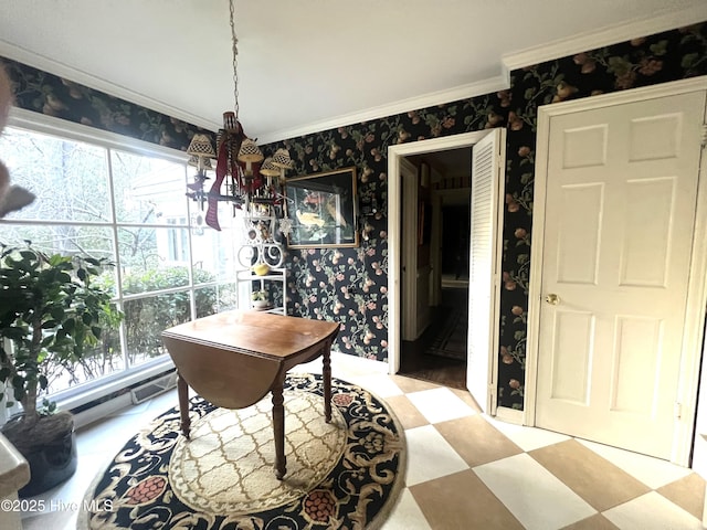 dining room with crown molding