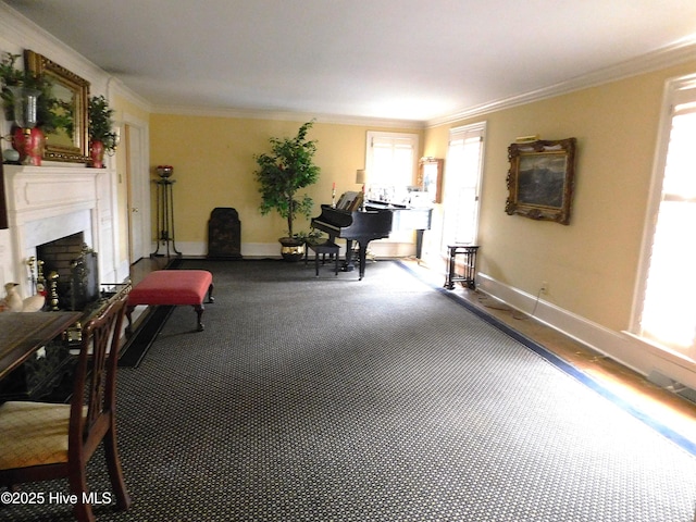 interior space featuring crown molding