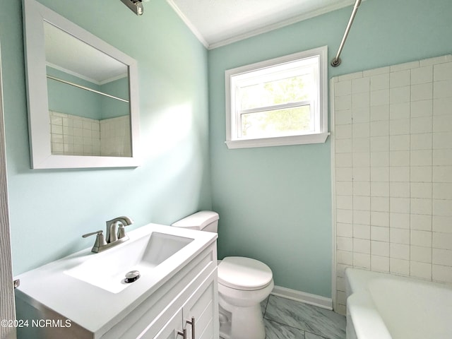 full bathroom featuring vanity, shower / bathtub combination, and toilet