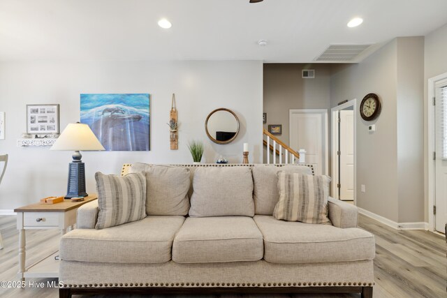 living room with light wood-type flooring