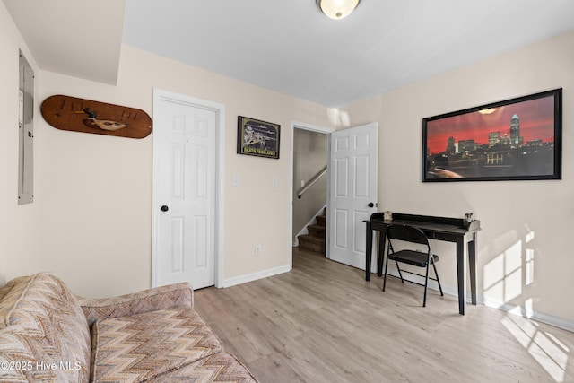 living area with light wood-type flooring