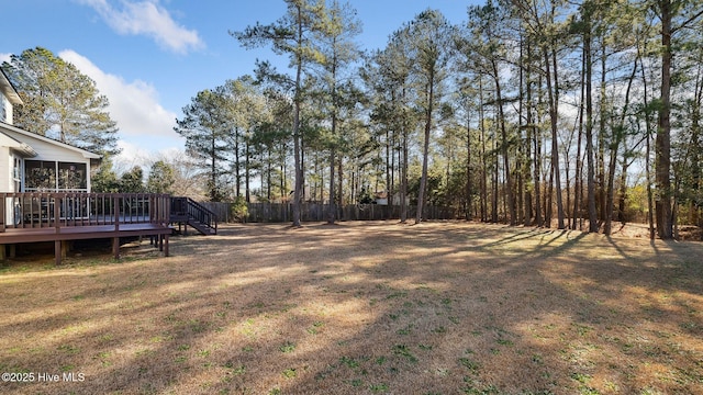 view of yard featuring a deck