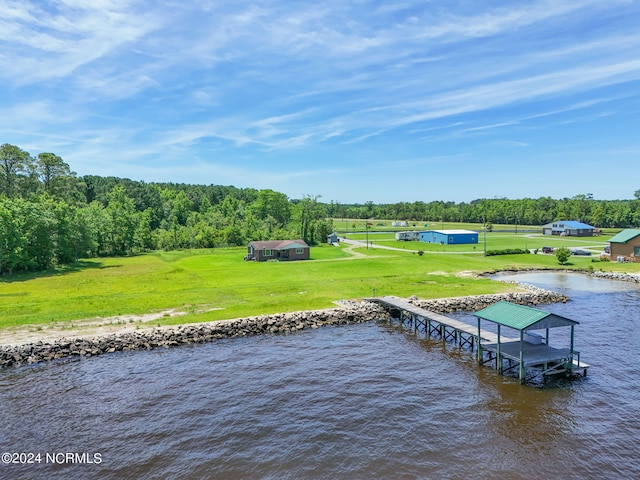 dock area with a water view