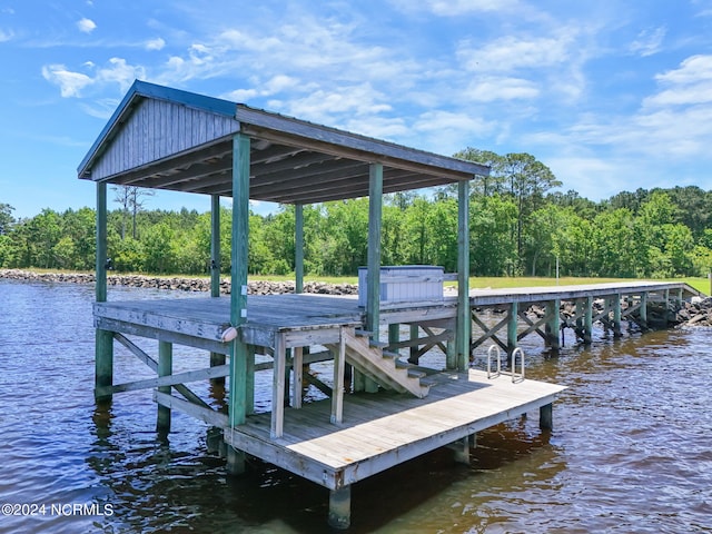 dock area with a water view