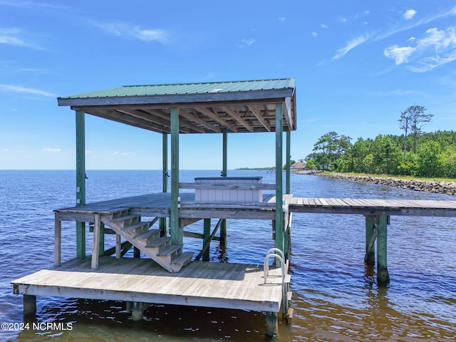 view of dock featuring a water view