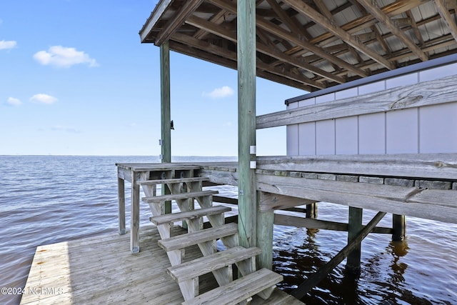 view of dock featuring a water view