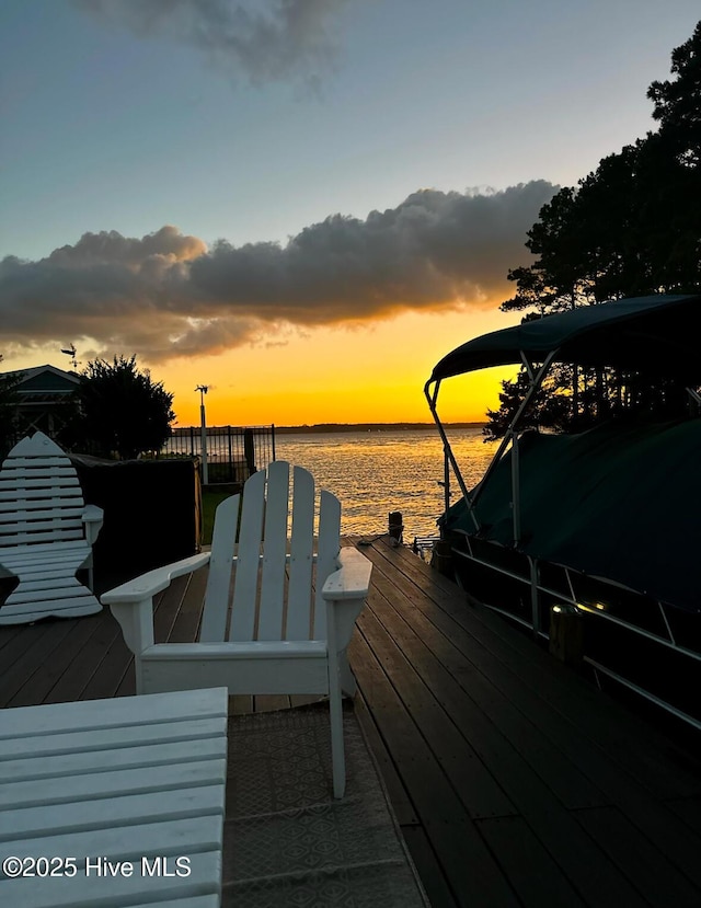 dock area with a water view