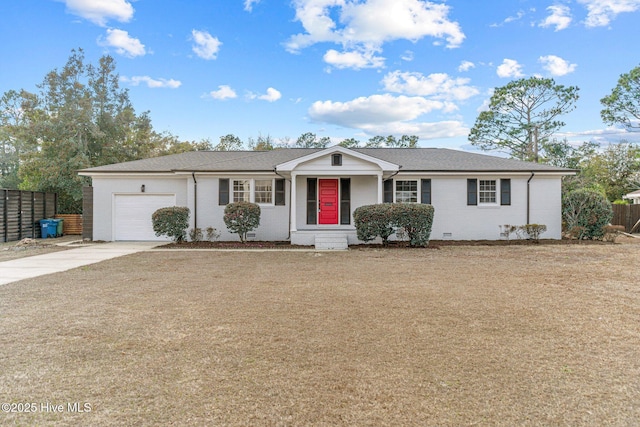 ranch-style home with a garage