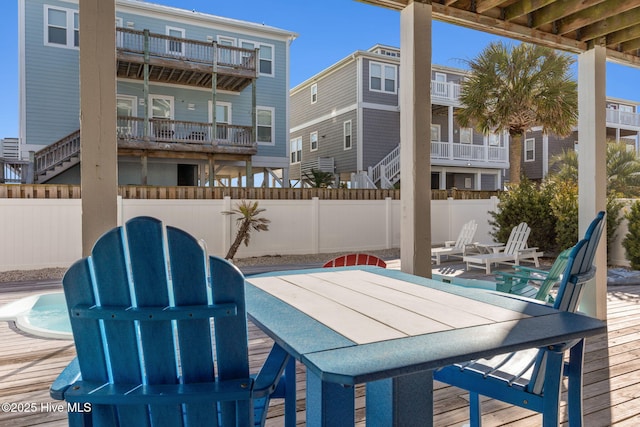 view of patio / terrace featuring a fenced backyard and outdoor dining space