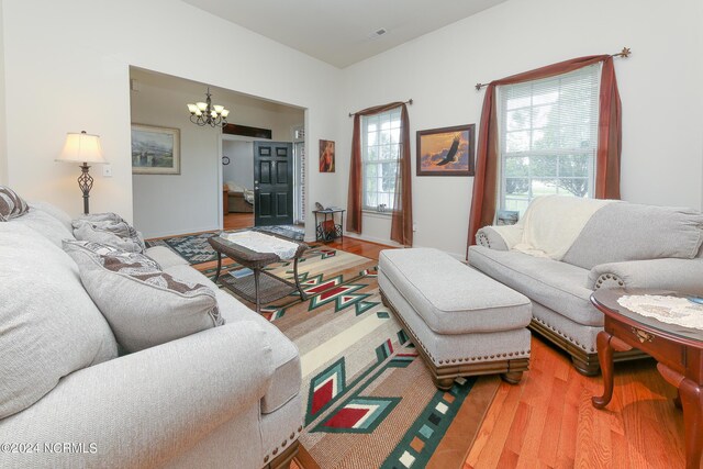 living room with hardwood / wood-style floors