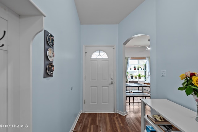 foyer with dark hardwood / wood-style flooring