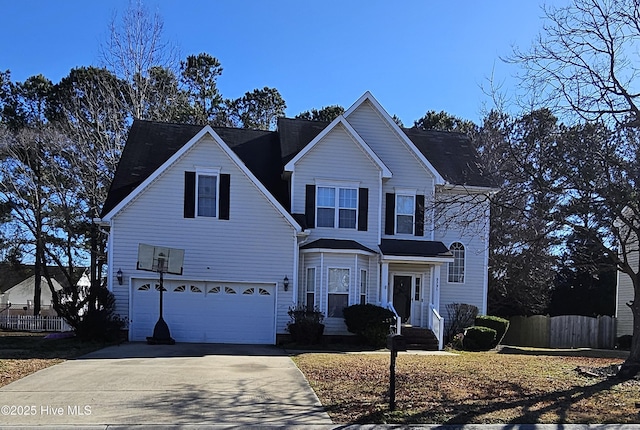 front of property with a garage