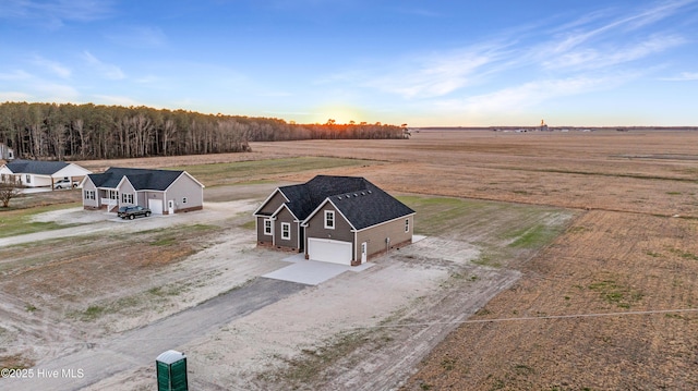 drone / aerial view with a rural view