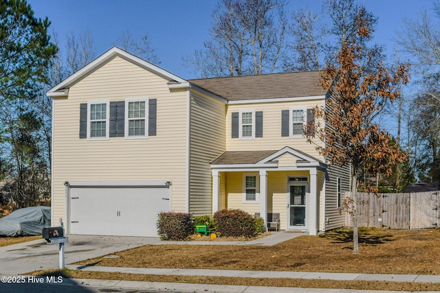 view of front of property featuring a garage