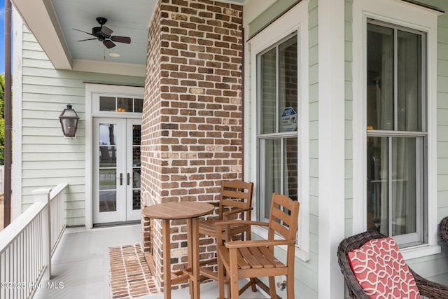 balcony with ceiling fan