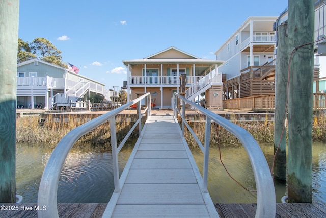 view of dock featuring a water view