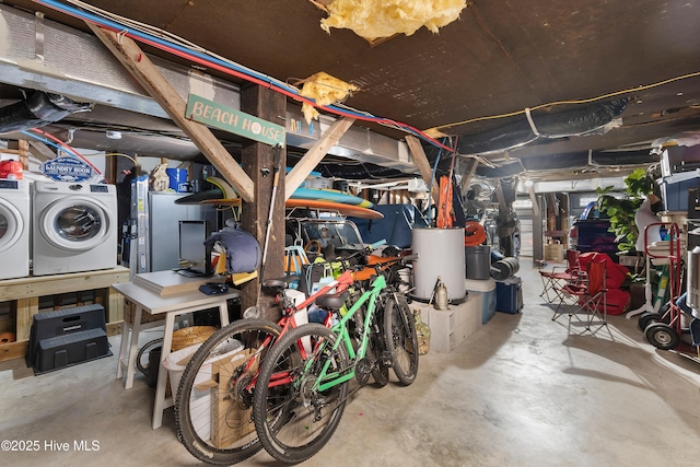 basement featuring separate washer and dryer