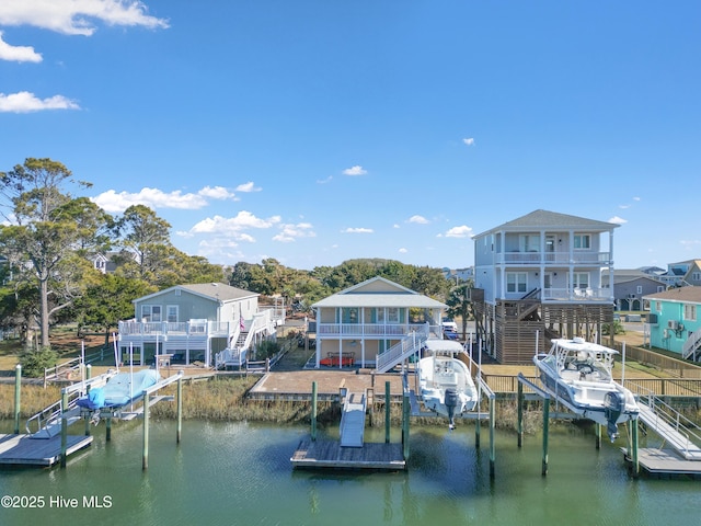 view of dock featuring a water view