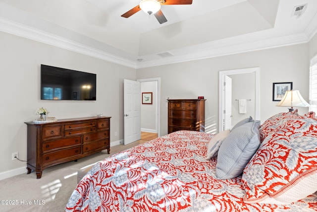 552 Glenmora Ave SW, Supply, NC 28462 - bedroom featuring a tray ceiling, carpet floors, ornamental molding, and baseboards
