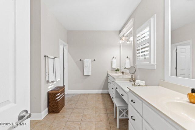 bathroom featuring vanity and tile patterned flooring