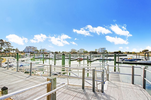 dock area featuring a water view